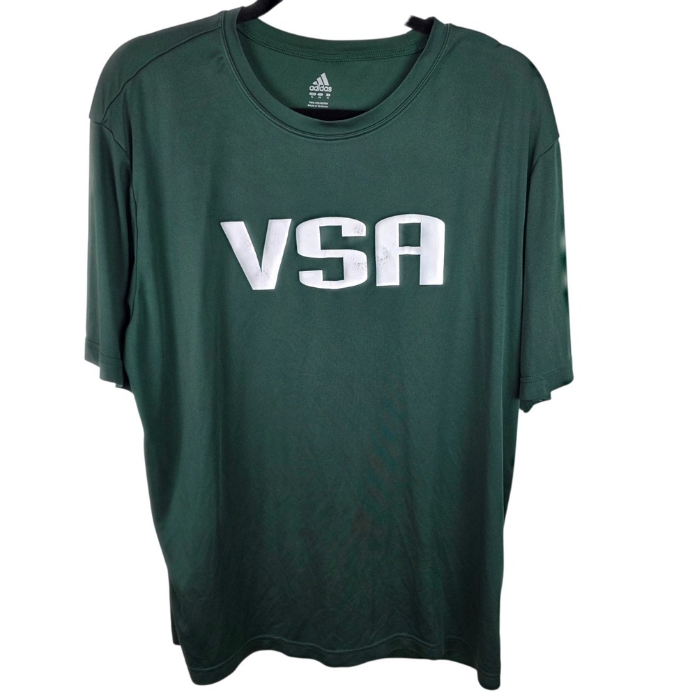 Adidas VSA Graphic Tee Mens XL Green Good Short Sleeve Performance Shirt ST350